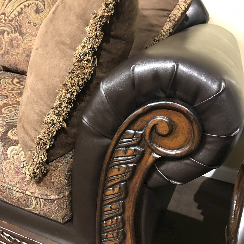 San Marino 2-Tone Chocolate Microfiber Chaise, Made in USA. Picture 3