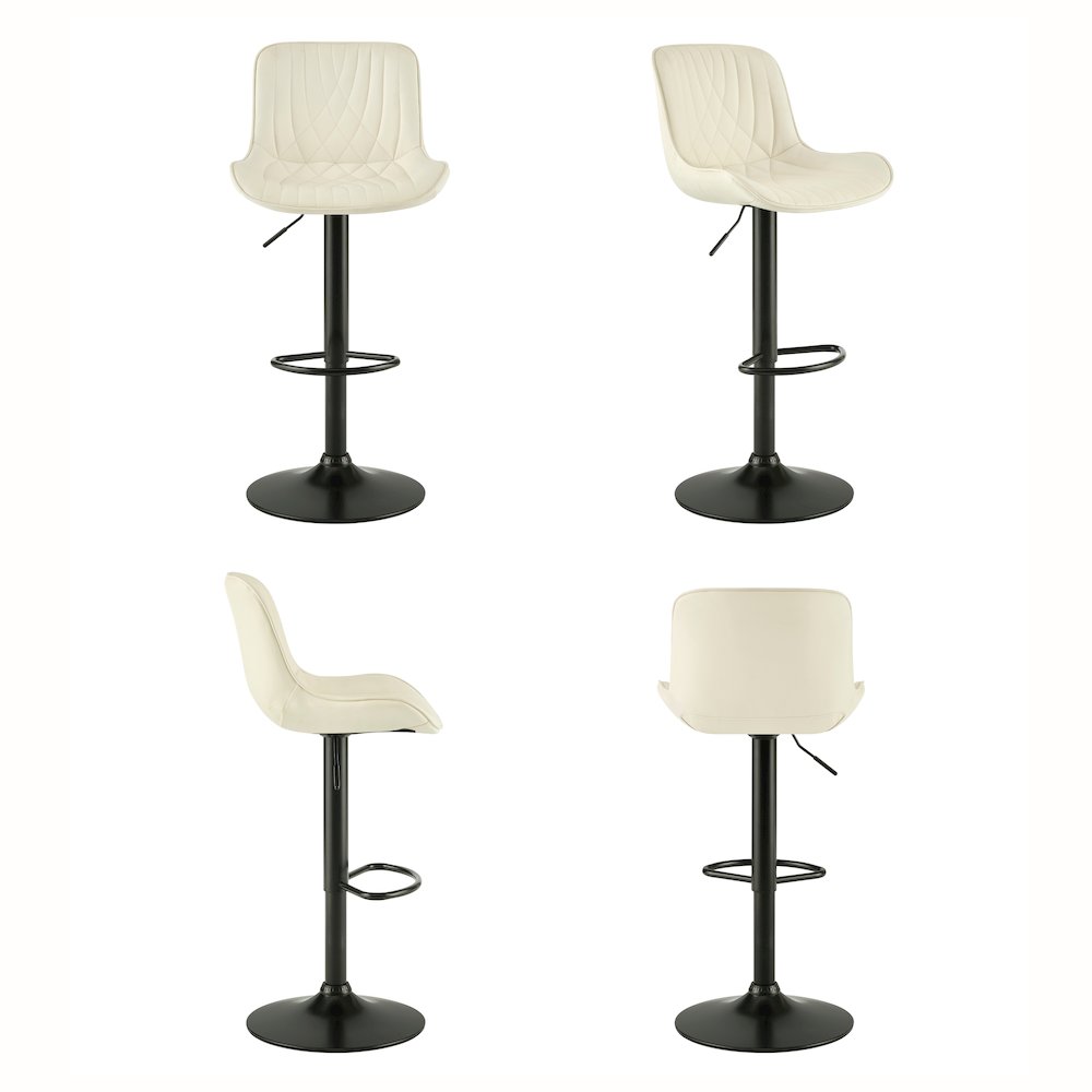 Kovyn Contemporary Adjustable Barstool with Faux Leather Swivel Seats, Set of 2. Picture 13