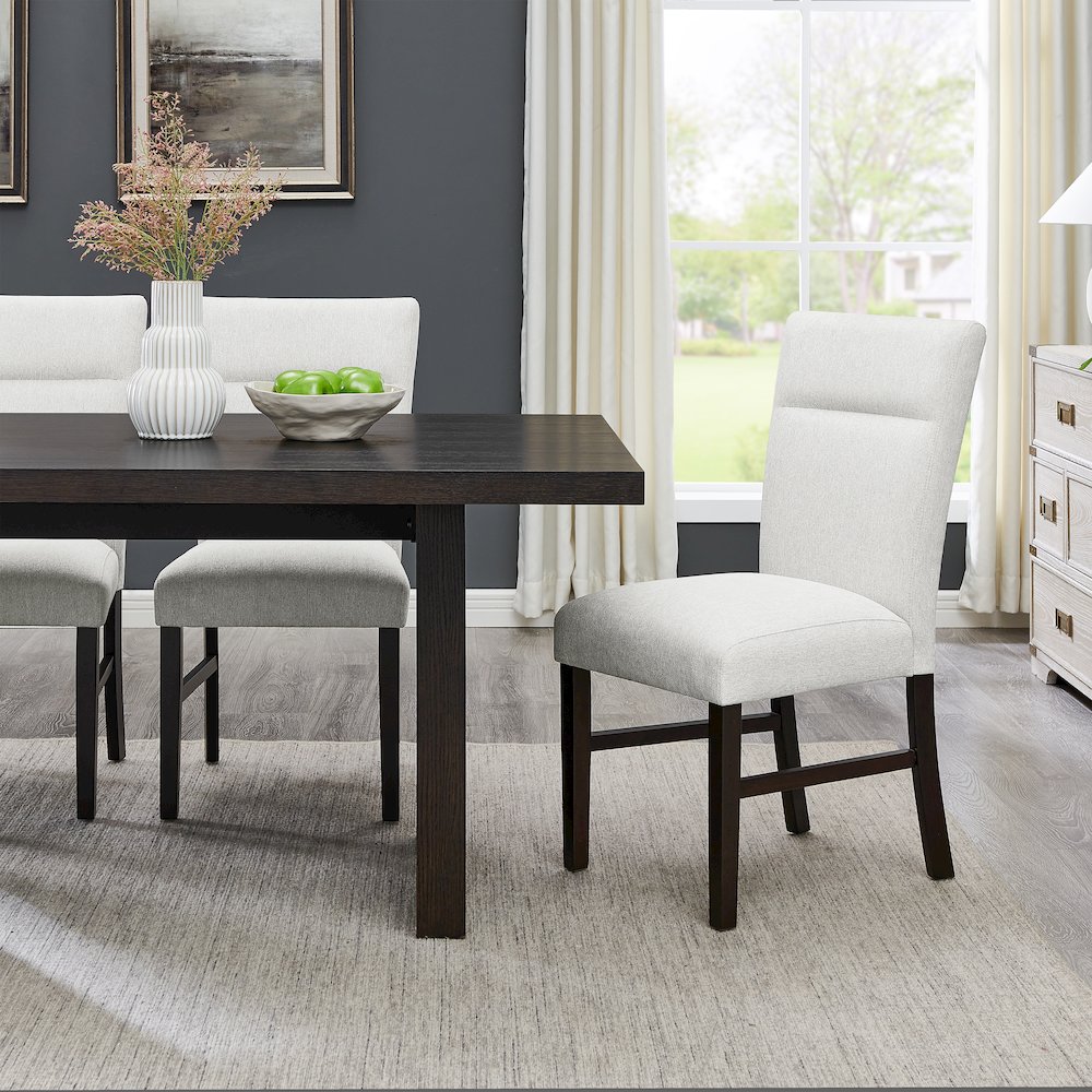 Madison 7-Piece Dining Set, Slat-Fluted Dining Table with 6 Stylish Chairs, Gray. Picture 10