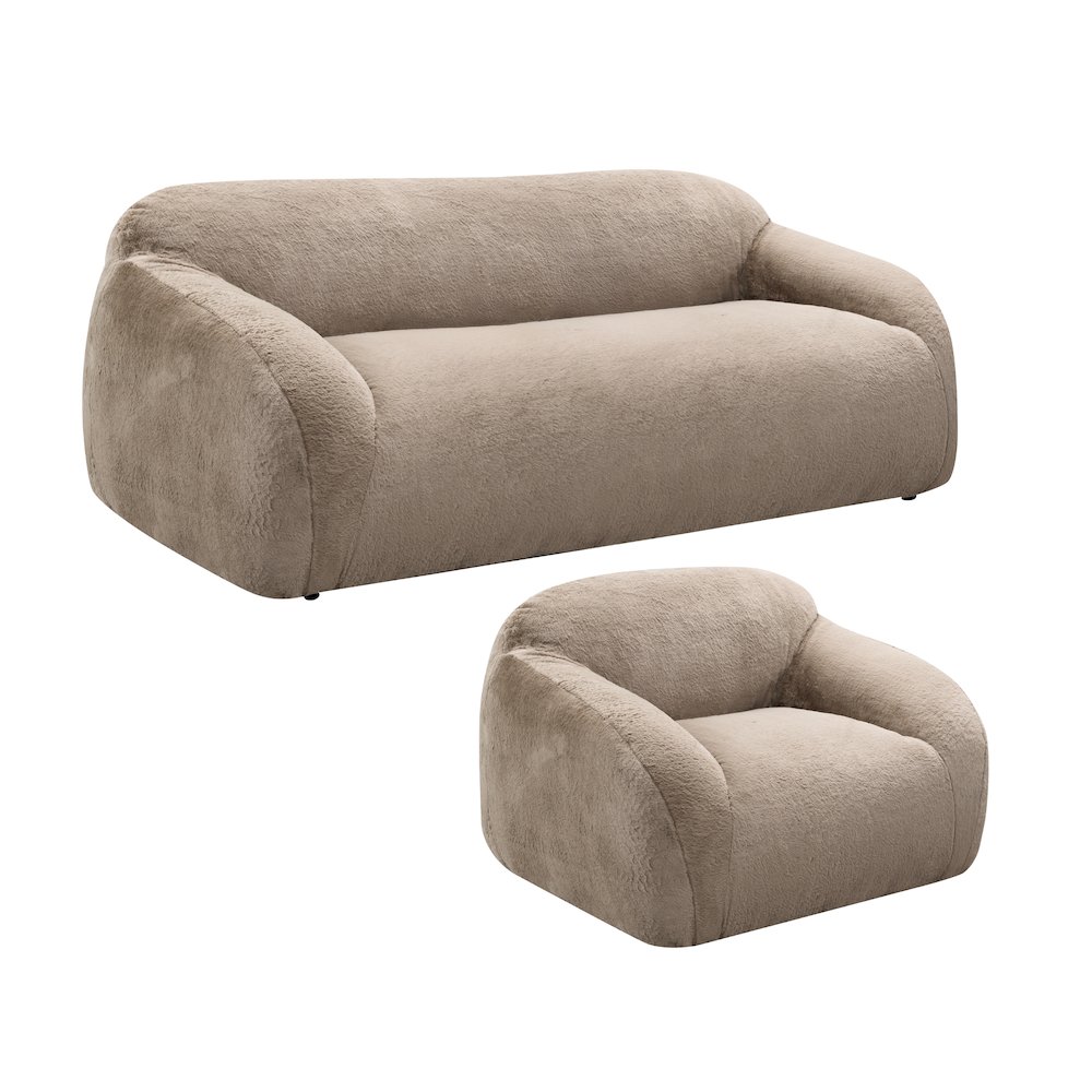 Adell Polar Bear 2-Piece Living Room Set, Sofa and Swivel Chair, Camel Brown. Picture 8