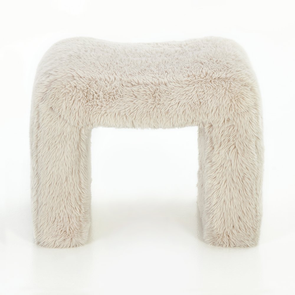 Zorya Contemporary Faux Fur U-Shaped Ottoman, Set of 2. Picture 2