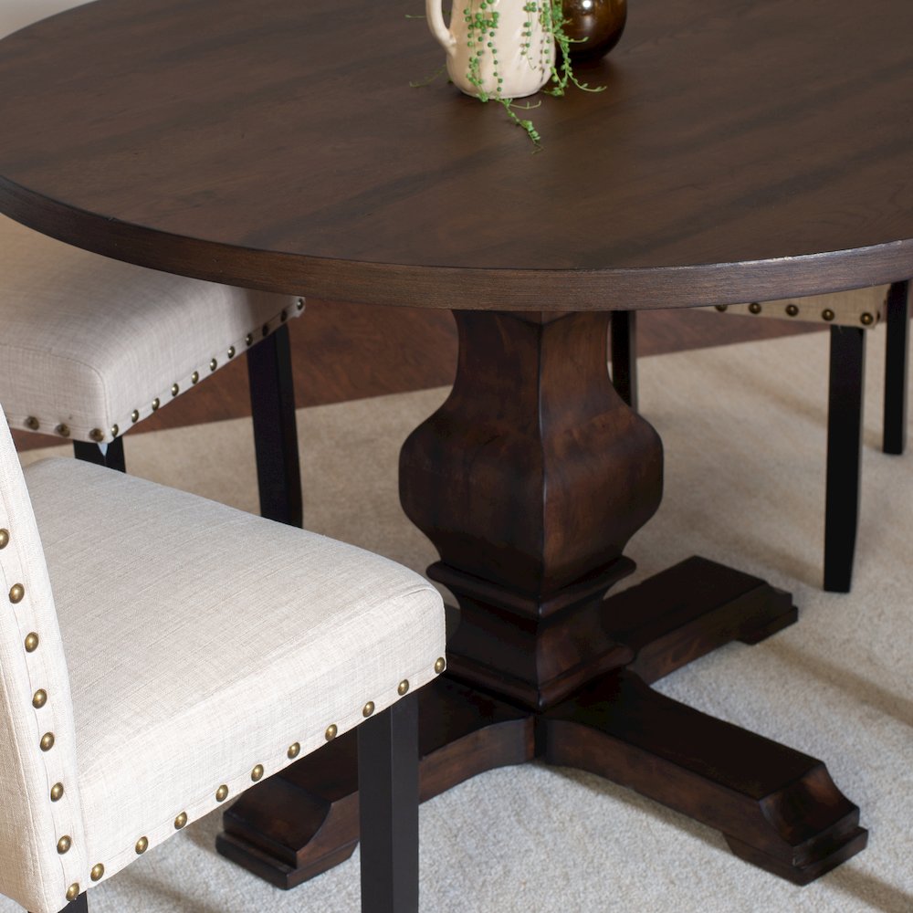 Kohland 5-Pc Dining Set, Pedestal Round Table with 4 Stylish Chairs, Tan. Picture 3