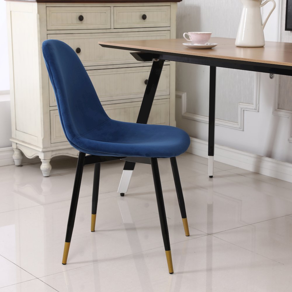 Lassan Contemporary Fabric Dining Chairs, Set of 4, Blue. Picture 6