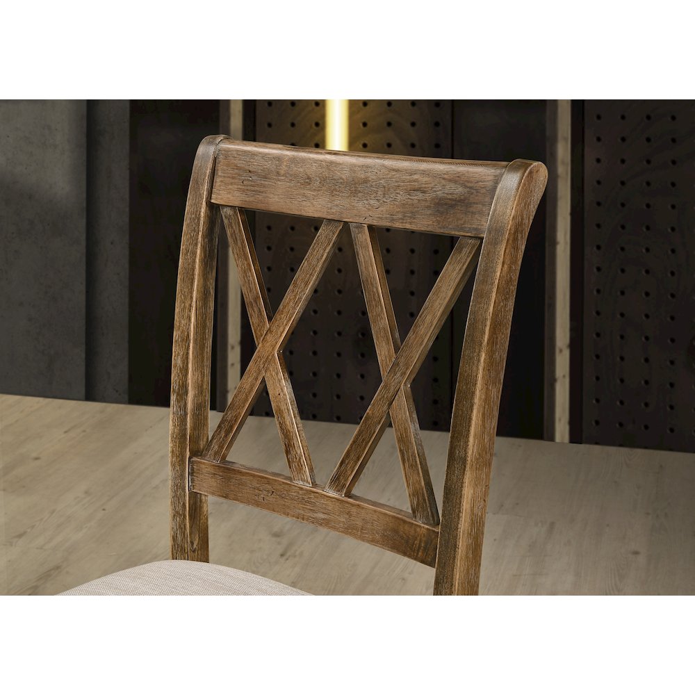 Enna Morden Farmhouse Wood 5-Piece Trestle Dining Set, Brushed Driftwood Finish. Picture 7
