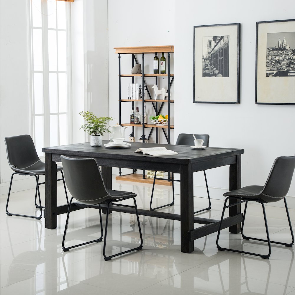 Lotusville Antique Wood Finished Dining Set: Table and Four Chairs, Grey. Picture 2
