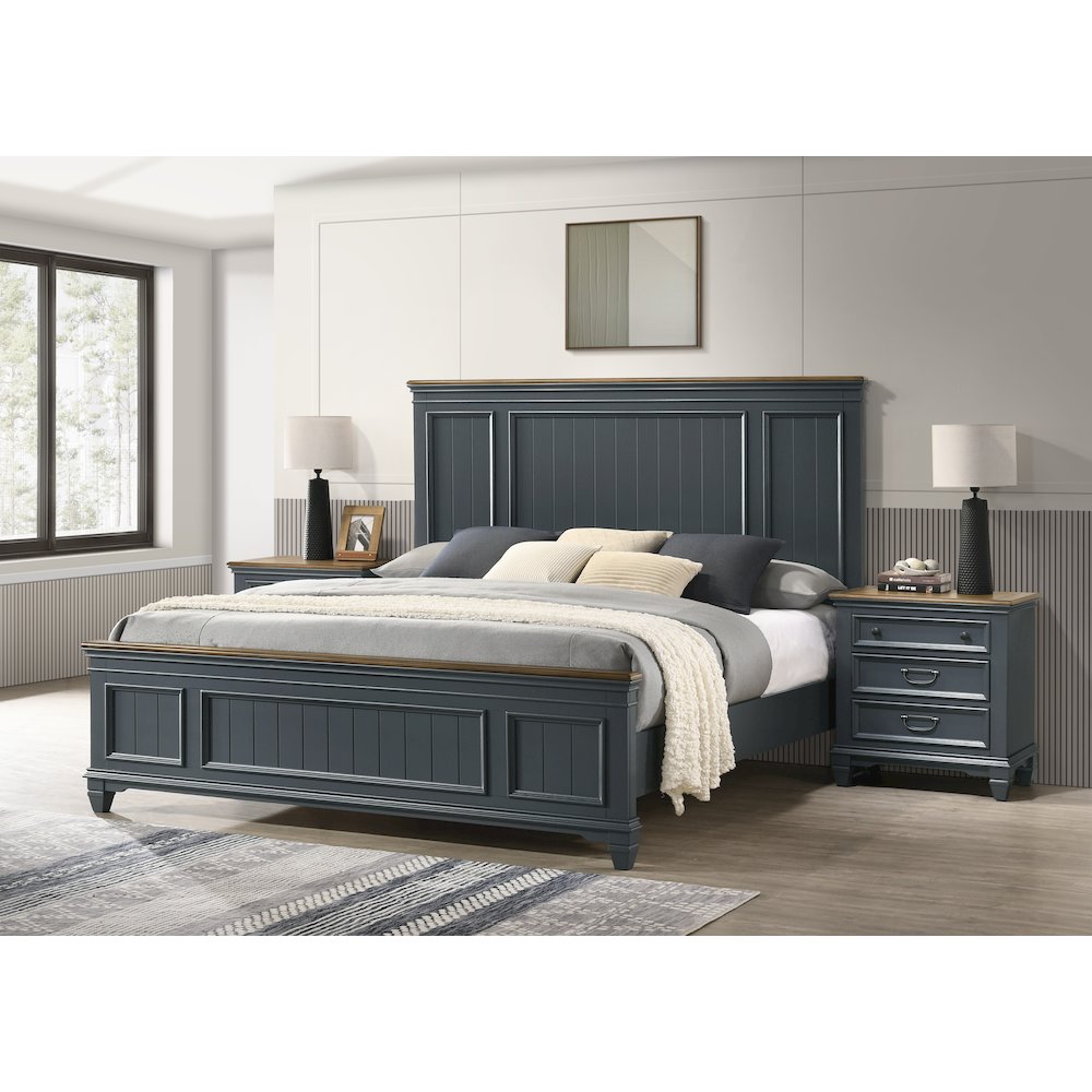Clelane Wood Bedroom Set Panel King Bed, Dresser, Mirror, 2 Nightstands, Chest. Picture 4
