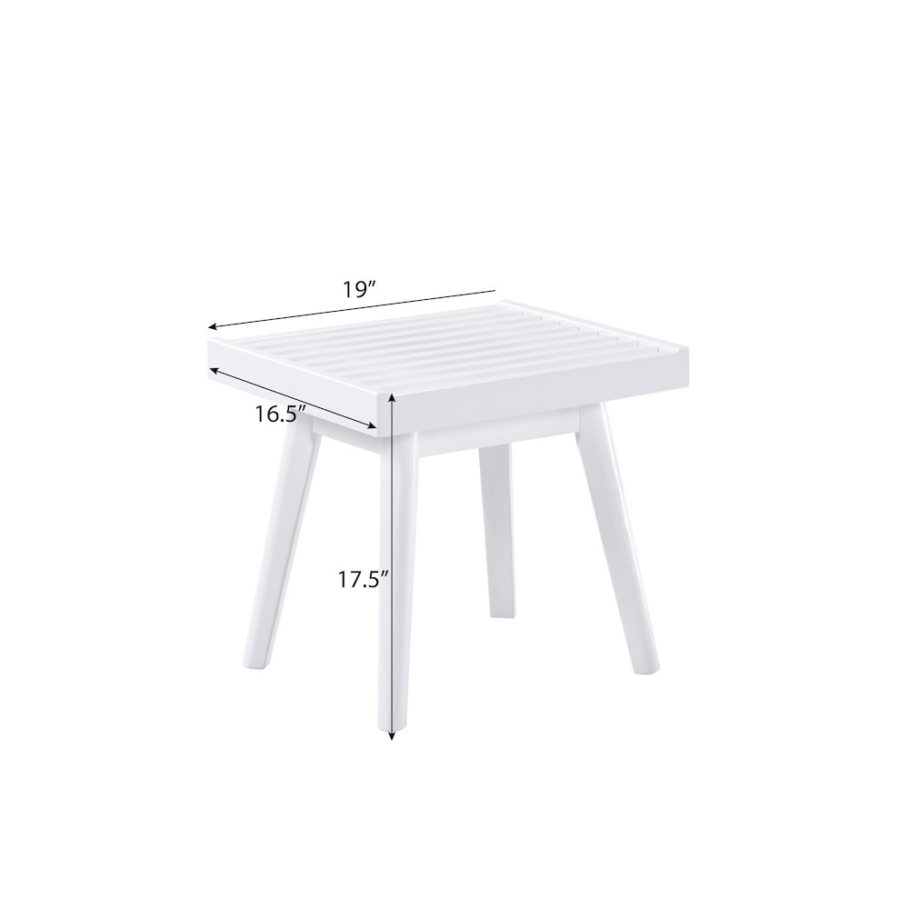 Larwich Solid Wood Slatted Bench, 19 Wide, White. Picture 6