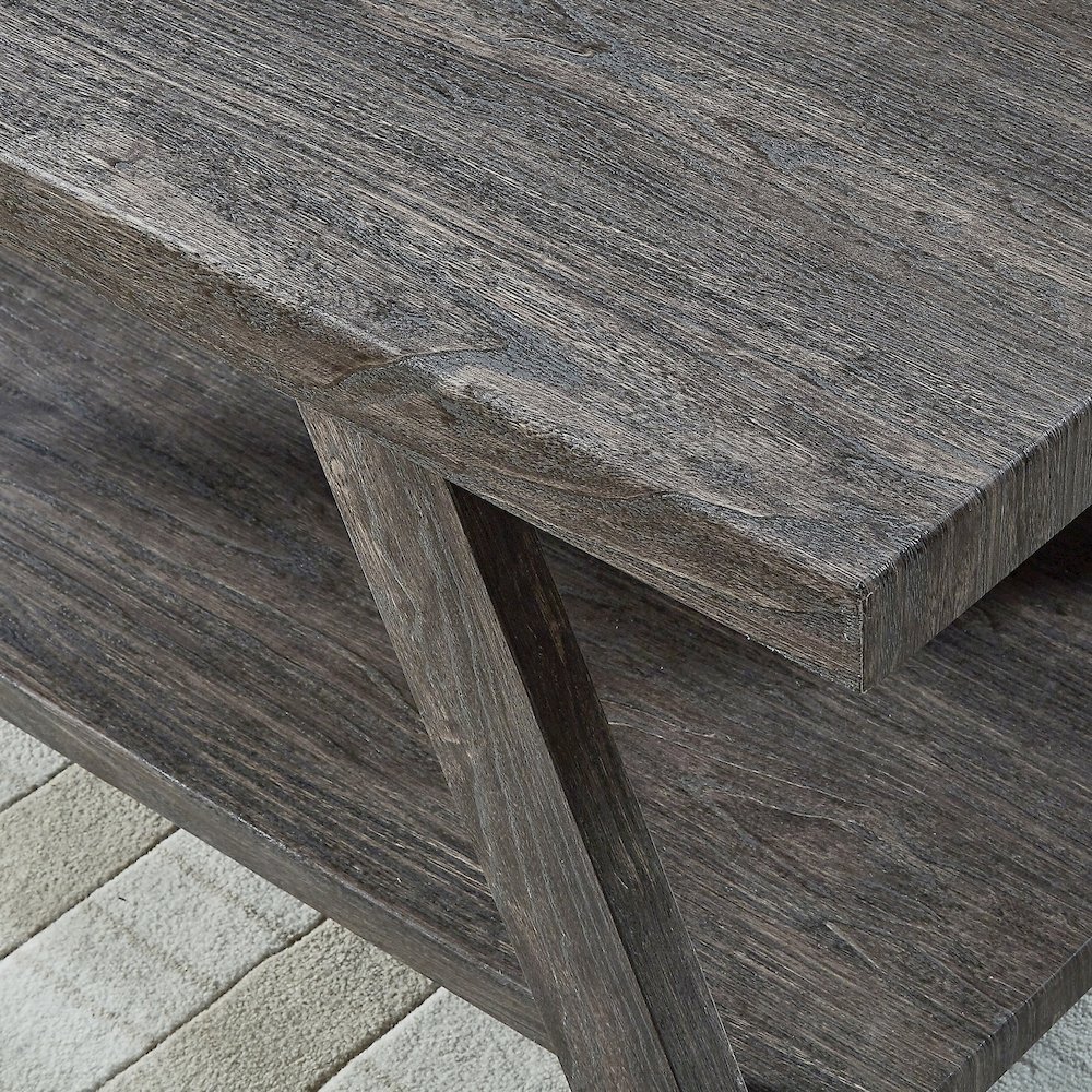 Ethens Contemporary Wood Shelf Side Table in Gray Finish. Picture 4