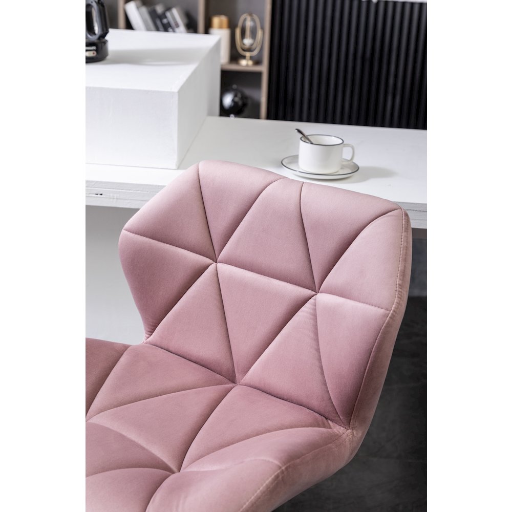 Breni Velvet Diamond Tufted Swivel Adjustable Height Barstool, Set of 2, Mauve. Picture 7