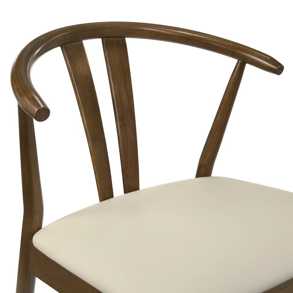 7-Piece Dining Set, Wood Dining Table with 4 Walnut and 2 Black Wishbone Chairs. Picture 17