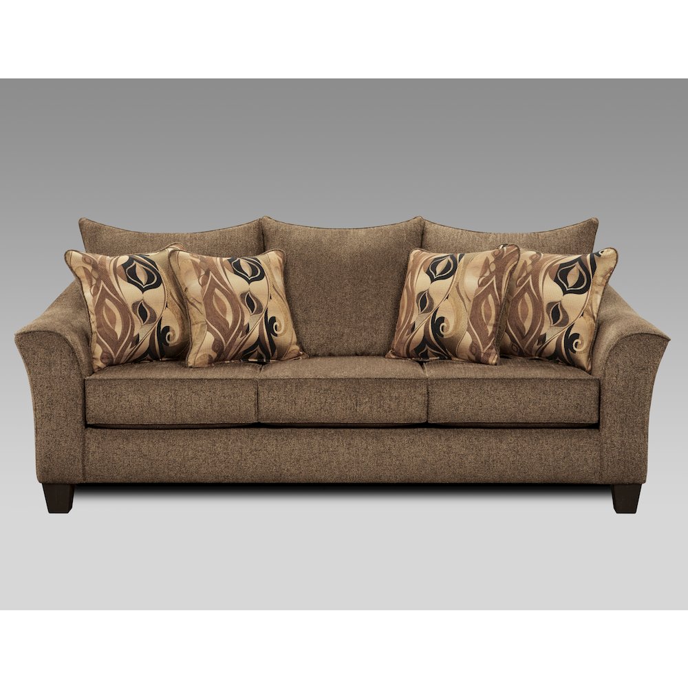 Camero Cafe Fabric Pillowback Sofa. Picture 2