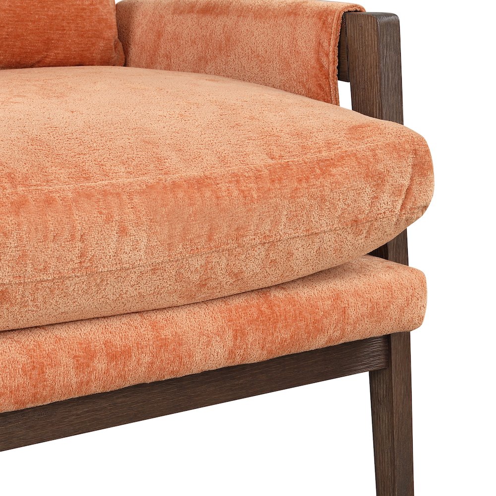 Kelly Mid-Century Modern Velvet Accent Armchair, Orange. Picture 11