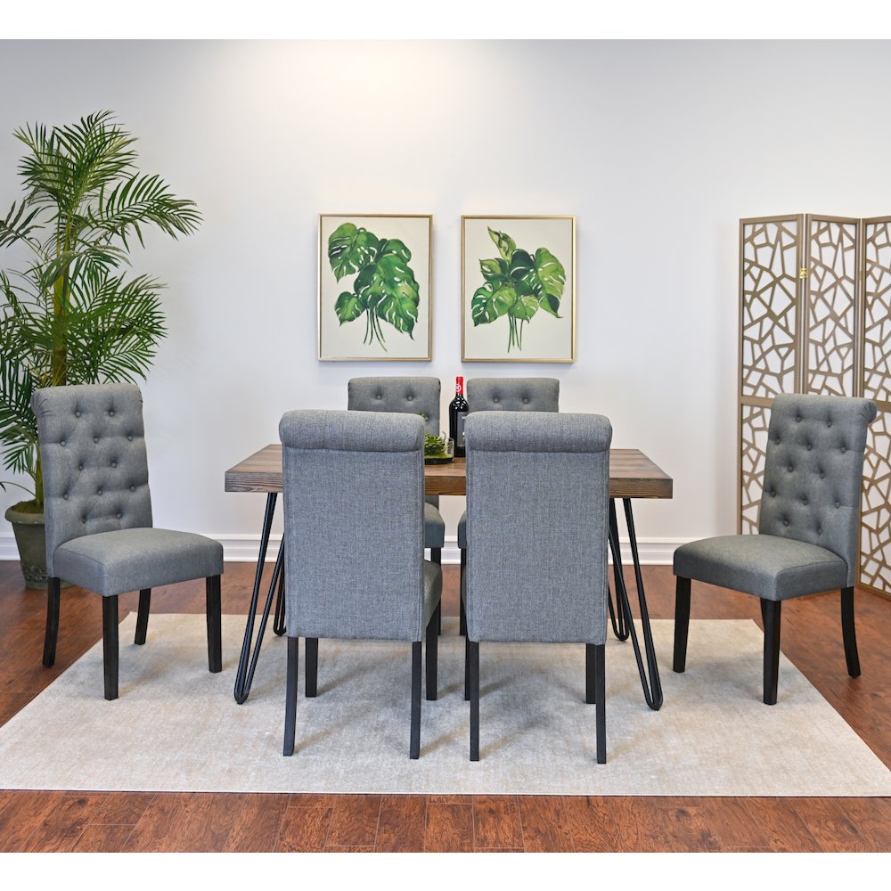 Ashford 7-Pc Dining Set, Hairpin Dining Table with 6 Chairs, Gray. Picture 3