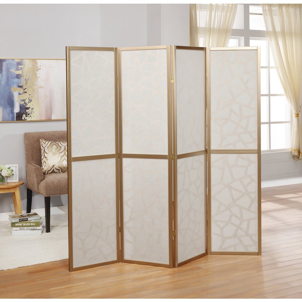 Giyano Gold 4 Panel Screen Room Divider. Picture 5