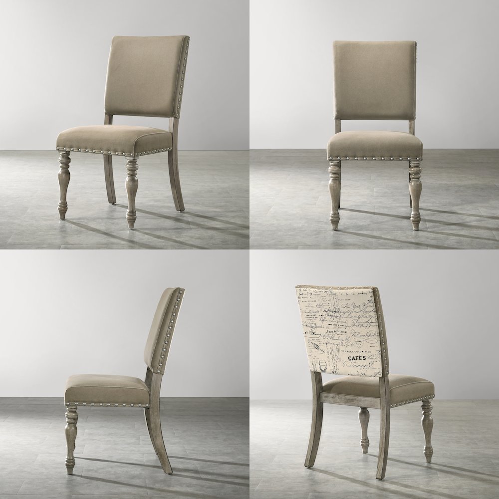 Birmingham 7-Piece Extendable Table with Nailhead Chairs Dining Set, Driftwood. Picture 12