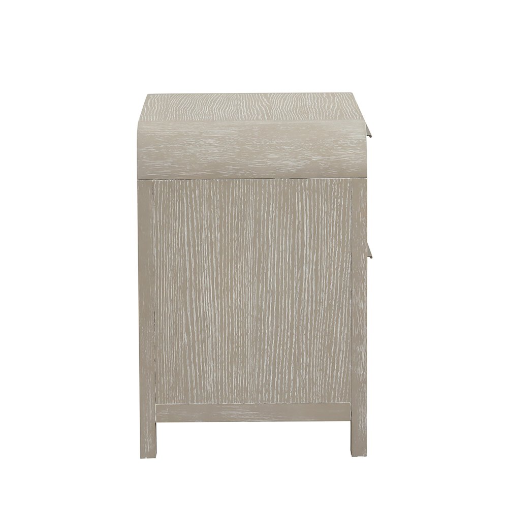 Tavari Contemporary 2-Drawer Wood Nightstand, Light Gray. Picture 10