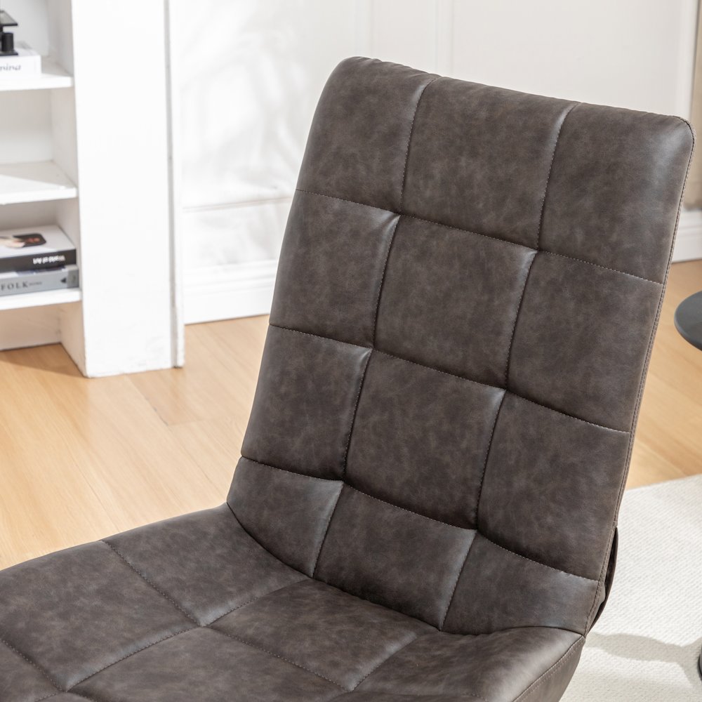 Arlena Faux Leather Tufted Swivel Accent Chair, Brown. Picture 11