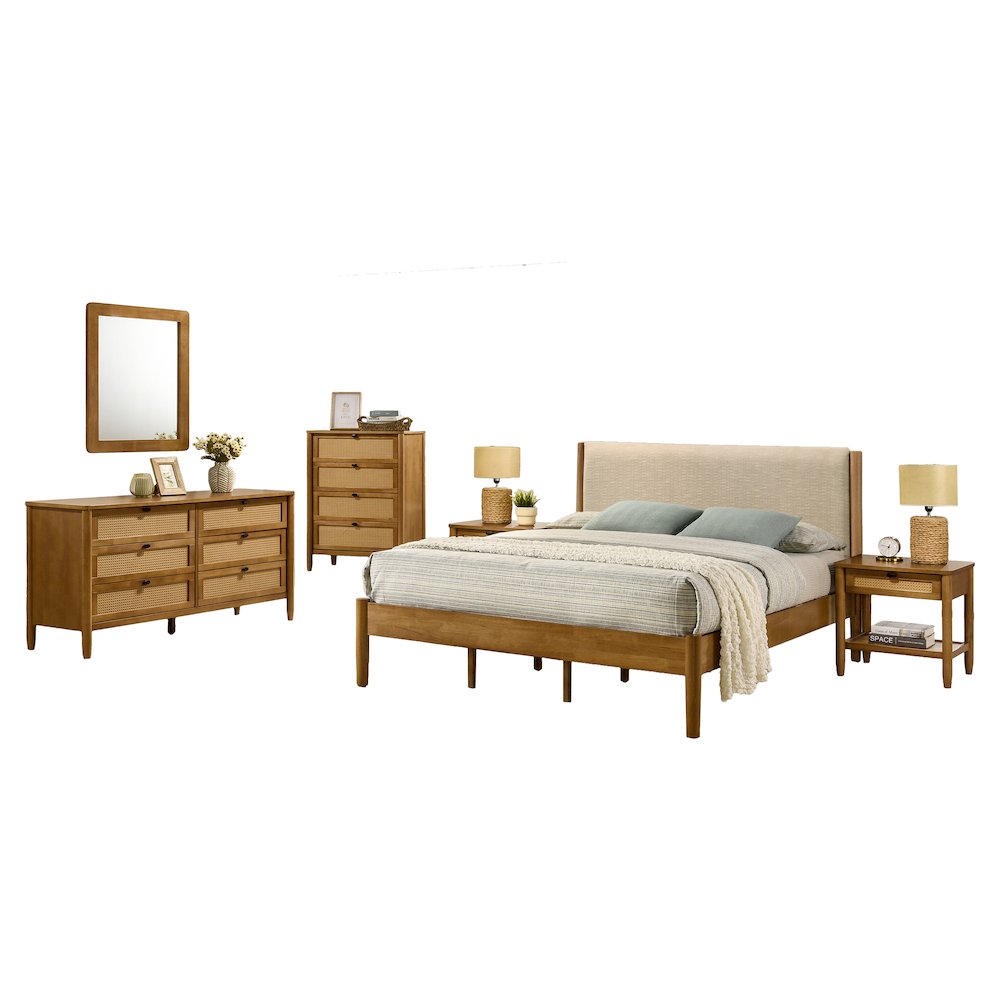 Vichy 6-Piece Rubberwood Bedroom Set, King. Picture 1
