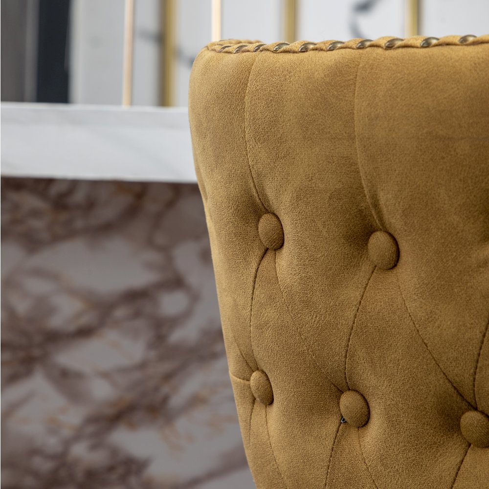 Nevis Modern Faux Leather Tufted Nailhead Trim Counter Stool Set of 2, Yellow. Picture 12