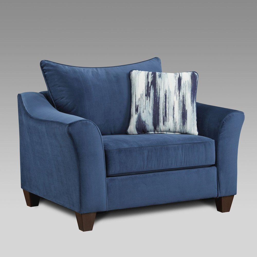Camero Fabric Pillowback 3-Piece Sofa Set in Navy Blue. Picture 3