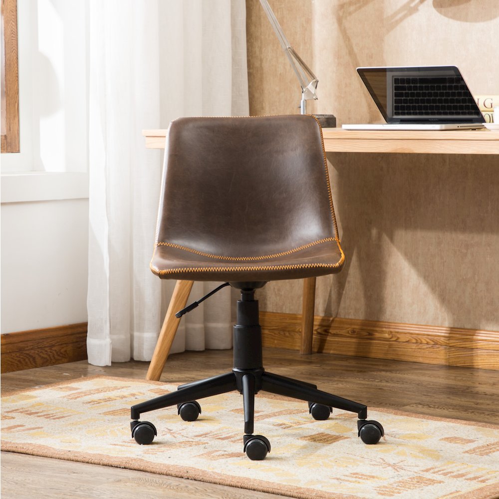 Cesena Faux Leather 360 Swivel Air Lift Office Chair, Antique Brown. Picture 3