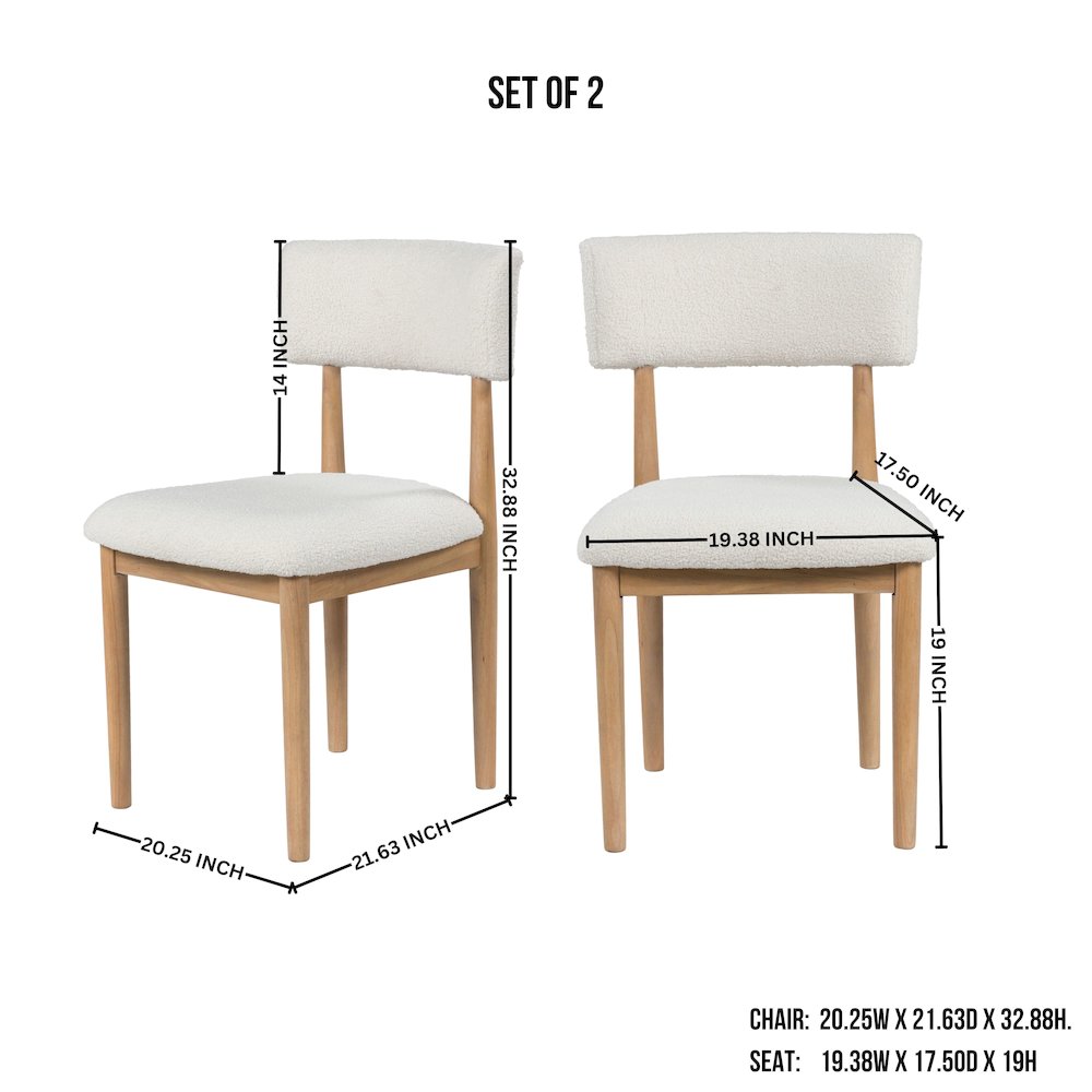 Ellis Boucle Upholstered Dining Chairs, Set of 2. Picture 11