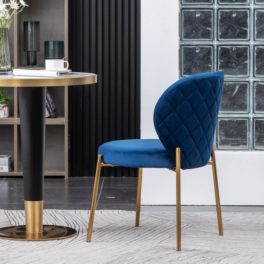 Amoa Contemporary Velvet Upholstery Dining Chair, Blue, Set of 2. Picture 6