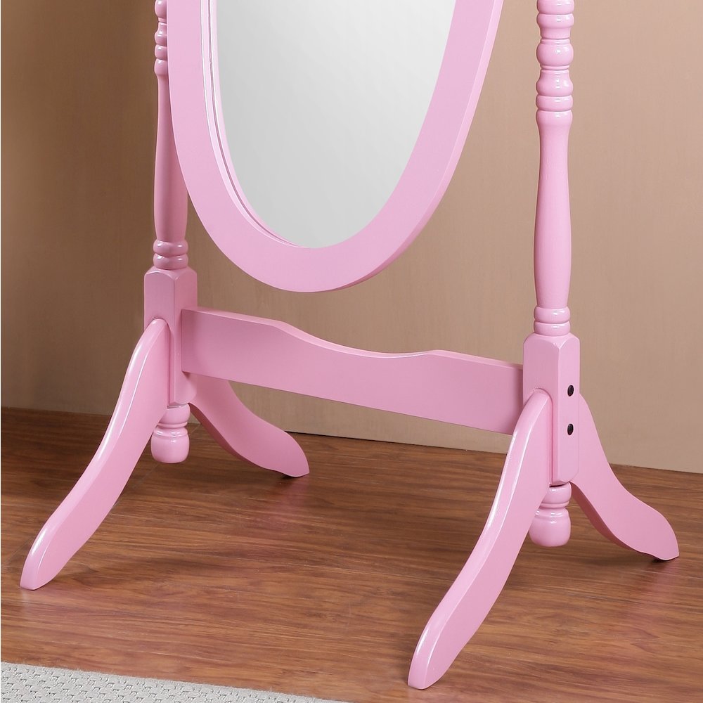 Audi Traditional Queen Anna Style Wood Floor Cheval Mirror, Pink Finish. Picture 4
