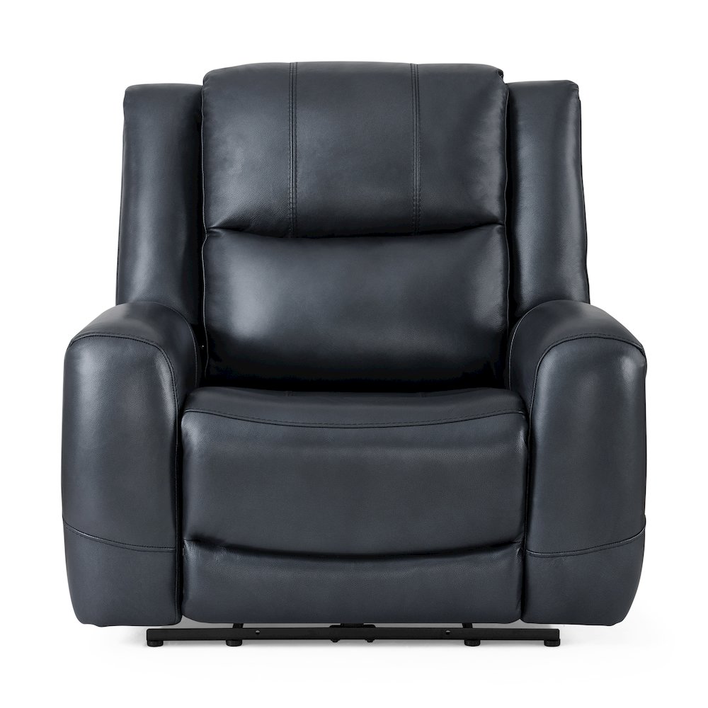 Cozura Leather Manual Recliner, Chesapeake Blue. Picture 3