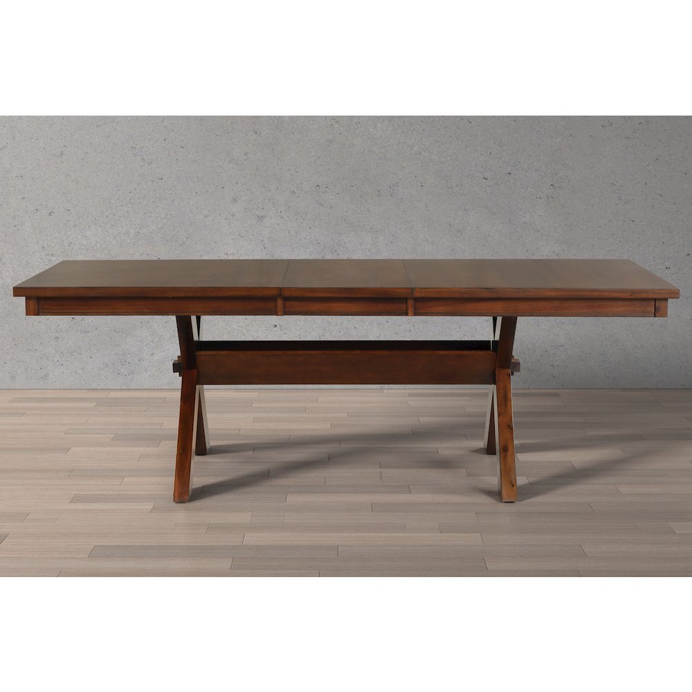 Karven Wood 7-PC Dining Set, Extendable Trestle Table, 6 Chairs, Dark Hazelnut. Picture 5