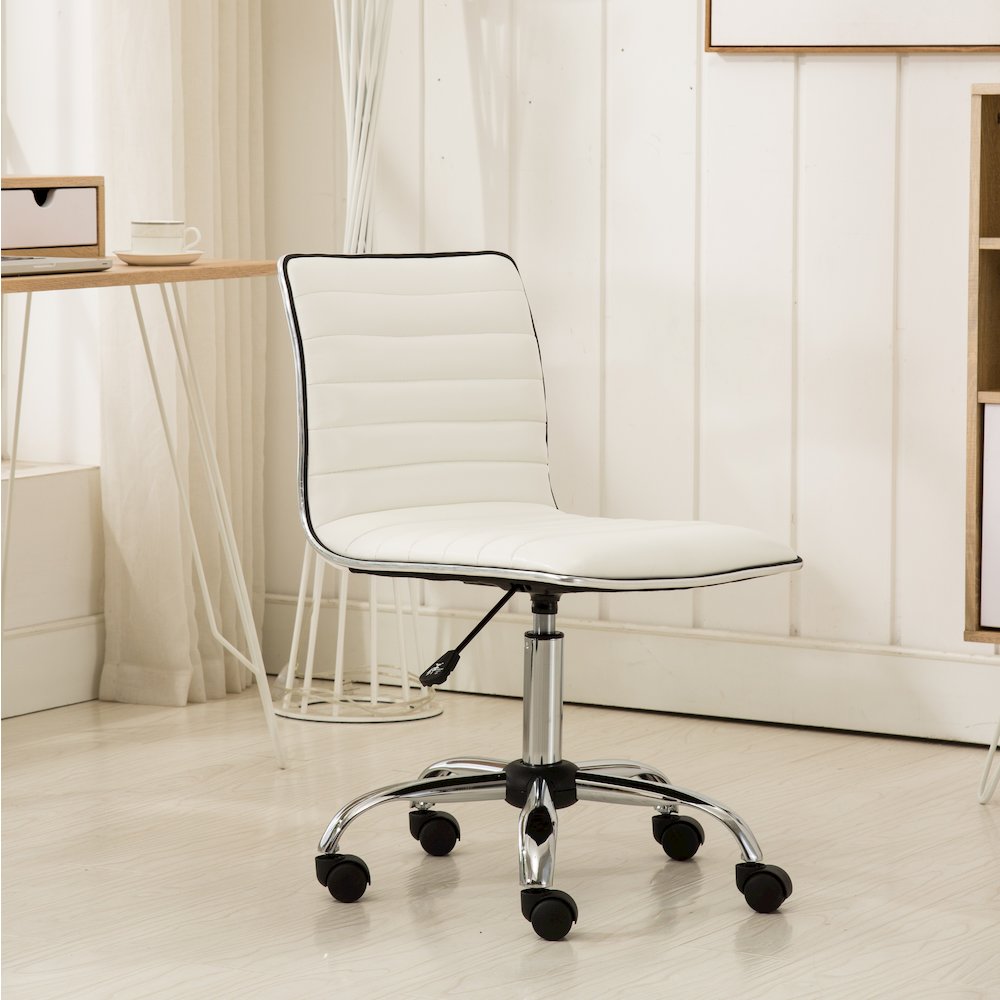 Fremo Chromel Adjustable Air Lift Office Chair in White. Picture 6