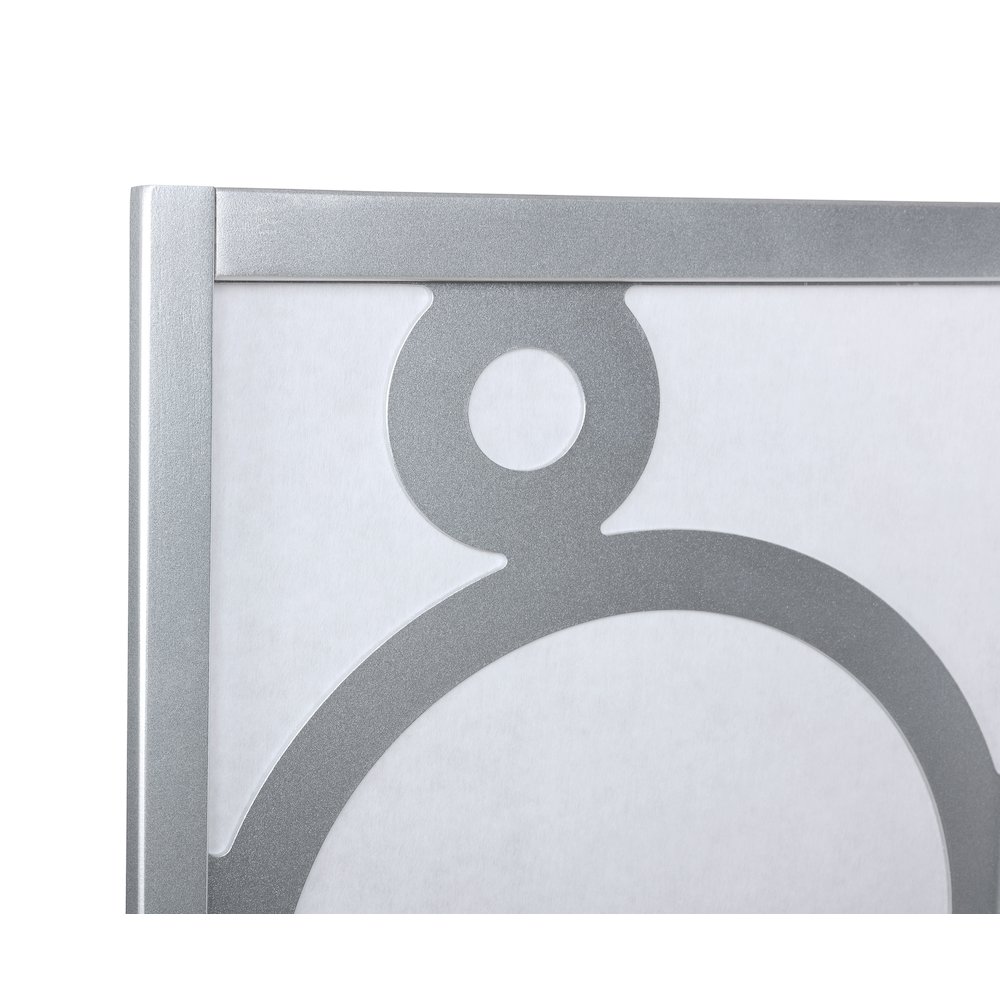 Arvada 4-Panel Wood Room Divider with Circle Pattern, Silver. Picture 4