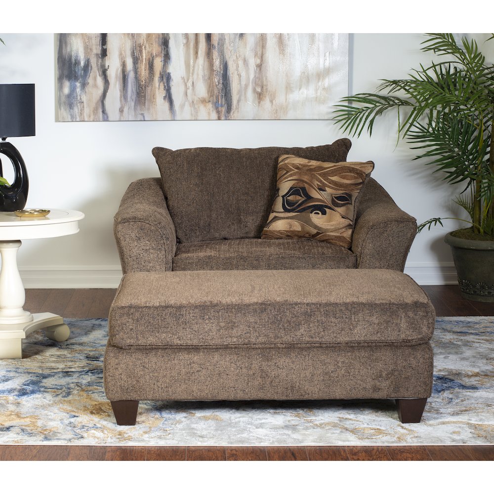 Camero Cafe Fabric Accent Chair and Ottoman Set. Picture 4