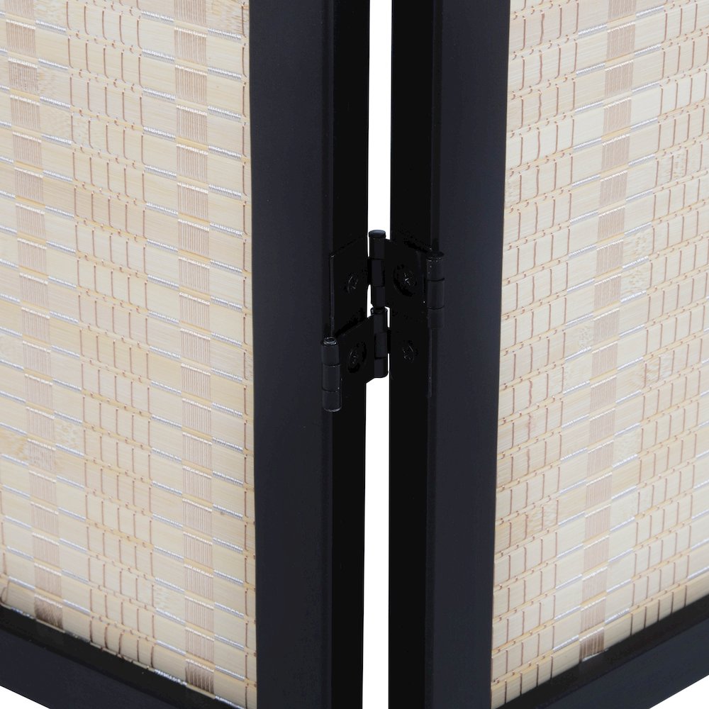 Inkwell 4-Panel Bamboo Room Divider, Folding Screen, Natural with Black Frame. Picture 8