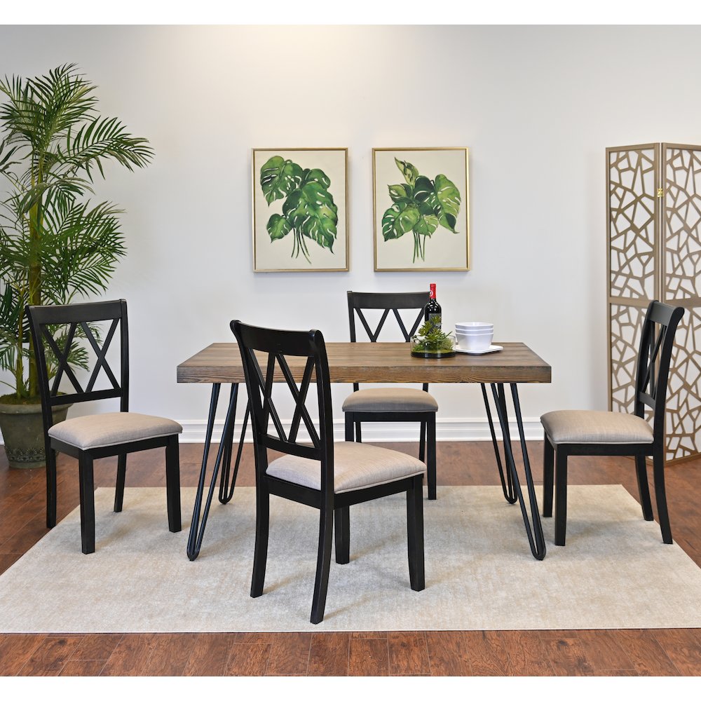 Arroyo 5-Pc Dining Set, Hairpin Dining Table with 4 Chairs, Rich Black. Picture 2