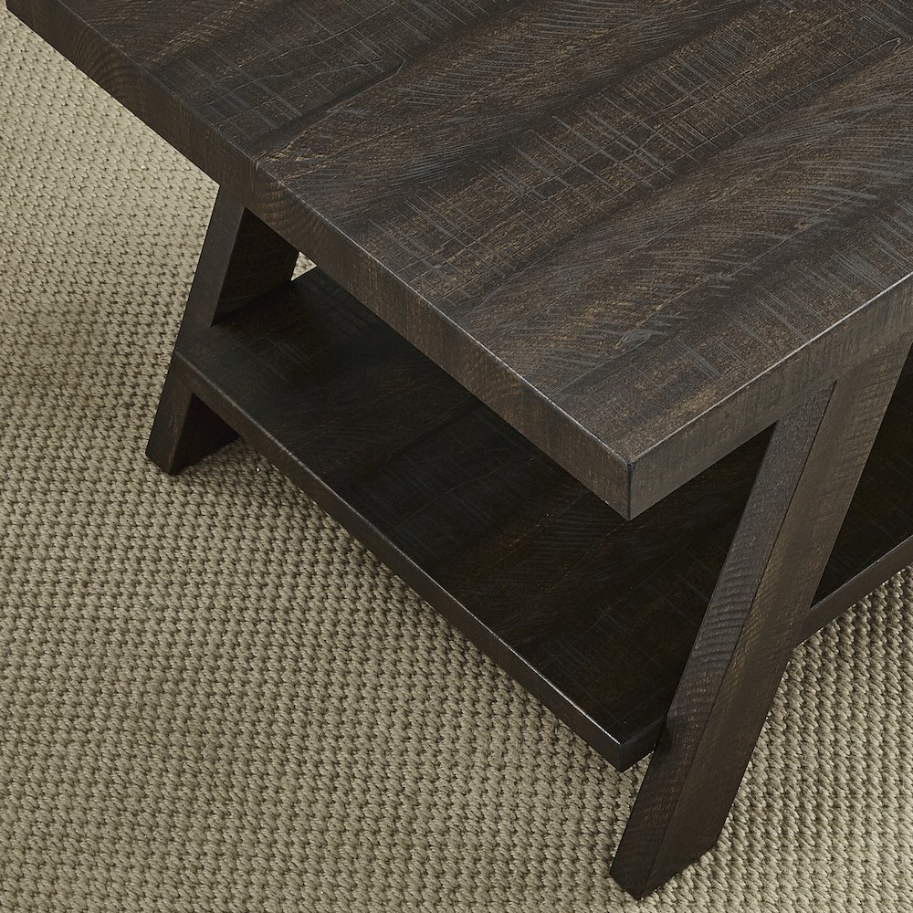 Ethens Contemporary Wood Shelf Side Table in Weathered Espresso. Picture 3