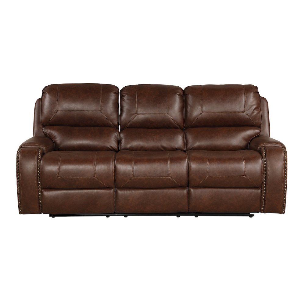 Achern Leather Manual Reclining Sofa and Loveseat, Storage Console and USB Port. Picture 4