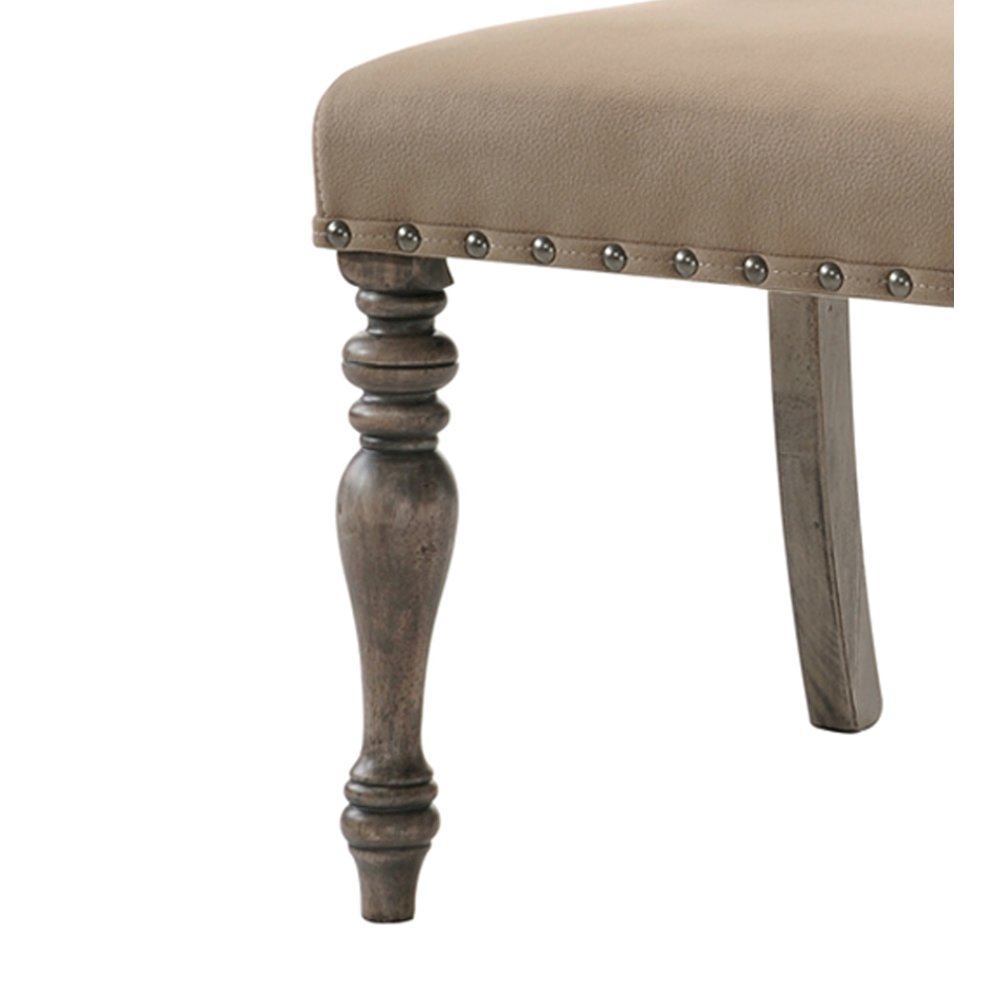 Birmingham Script Printed Driftwood Finish Dining Chair with Nail head, Set of 2. Picture 6