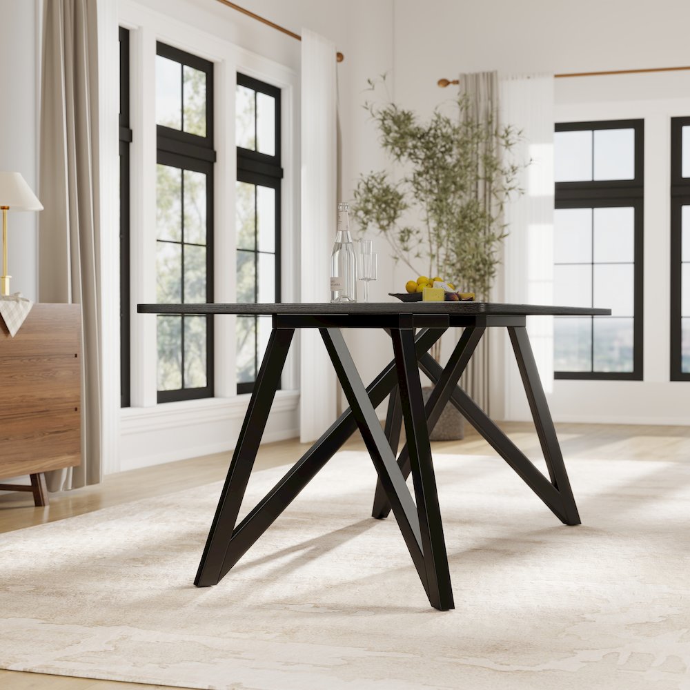 Axler 70-in Length Dining Table, Tripod-Cross Leg, Black. Picture 10