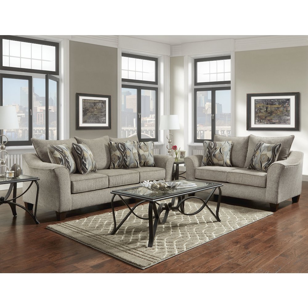 Camero Platinum Fabric Pillowback Sofa. Picture 8
