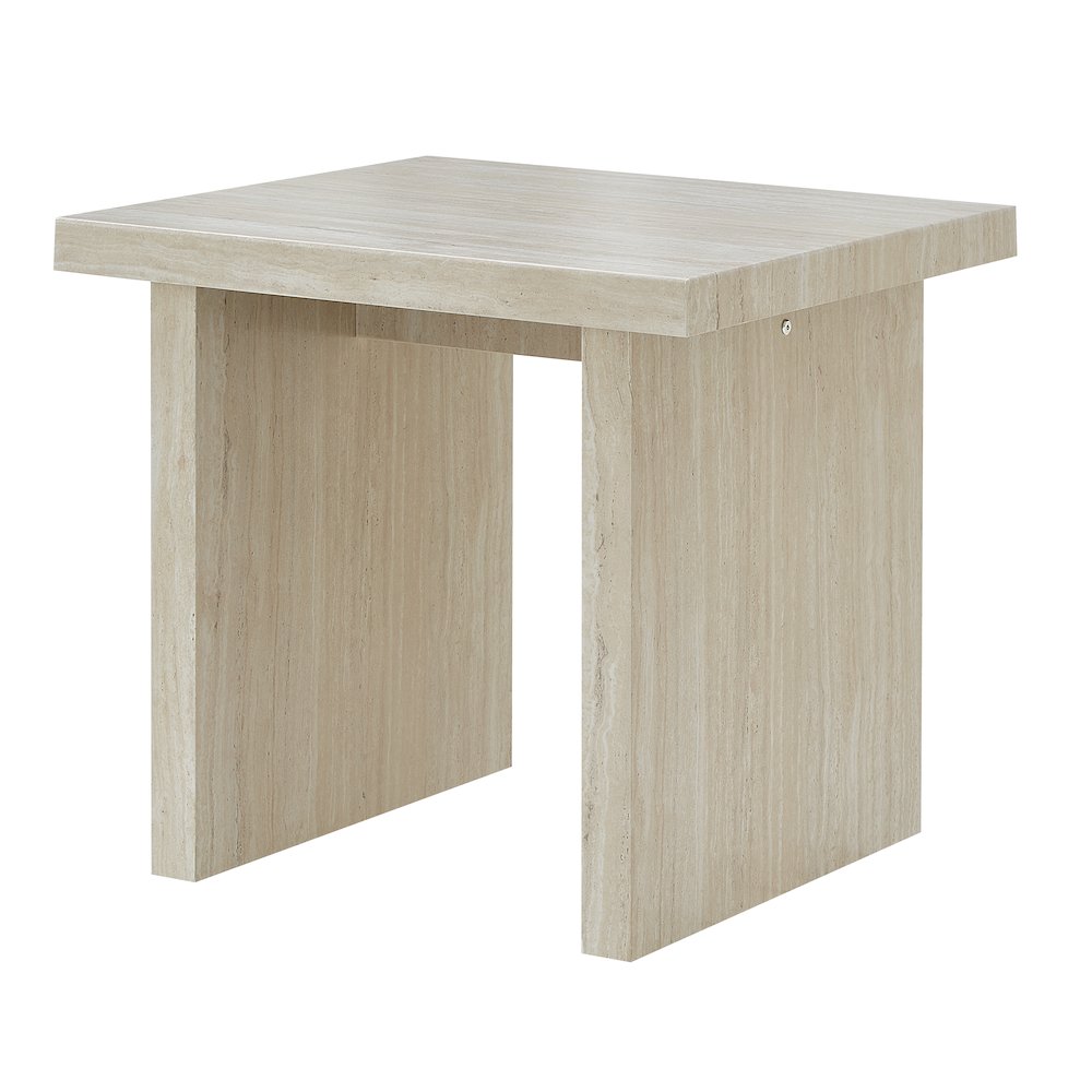 Cavira Modern Faux Marble Living Room End Table, Beige. Picture 9