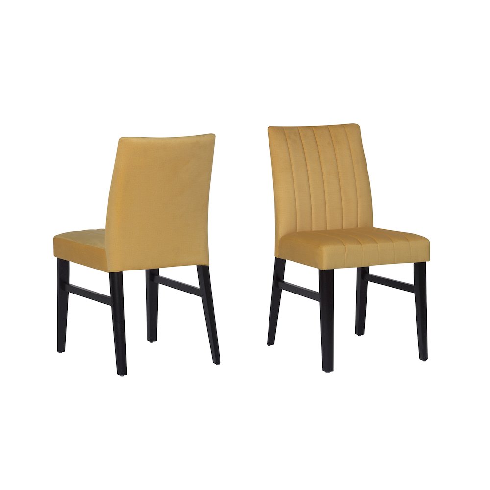 Edo 5-Piece Dining Set, Round Trestle Table and 4 Chairs, Gray and Yellow. Picture 14