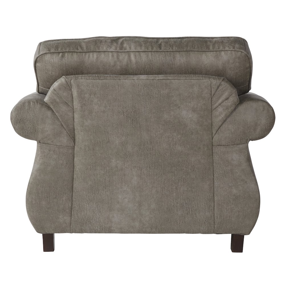 Leinster Faux Leather Upholstered Nailhead Chair and Ottoman in Stone Gray. Picture 4