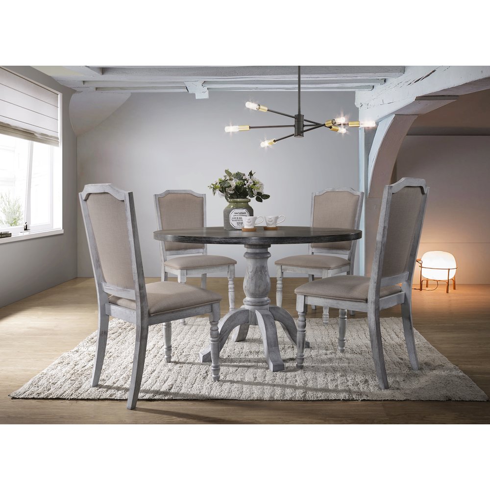 Iris Weathered White Wood 5-Pc Dining Set. Picture 2