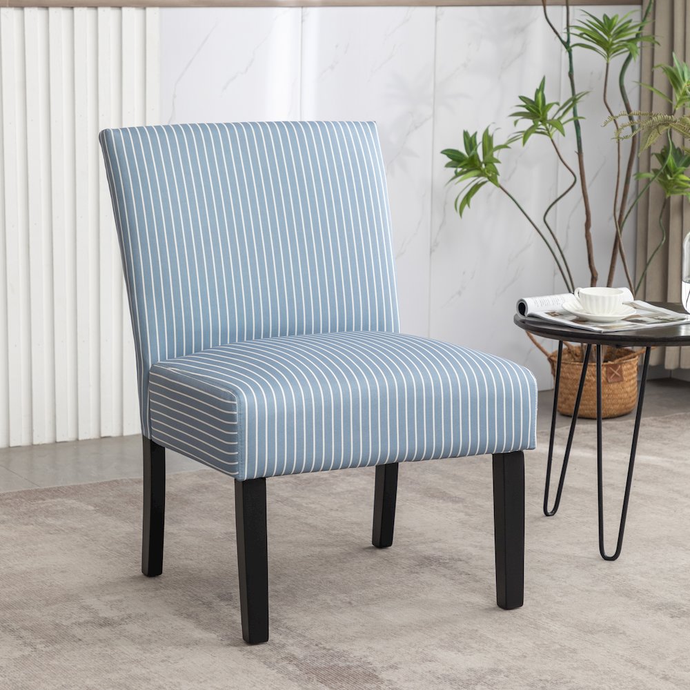 Botticelli Blue Stripe Upholstered Slipper Accent Chair. Picture 2