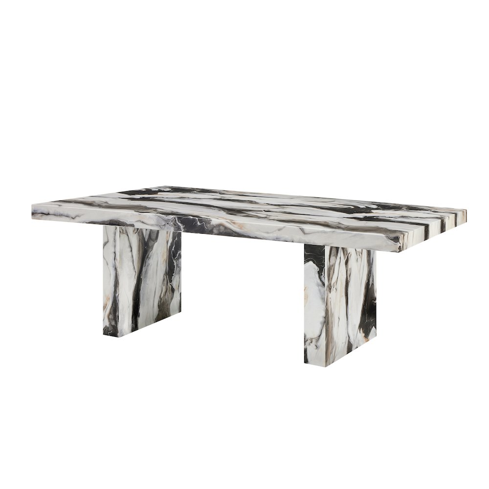 Cavira Modern Faux Marble Dining Table with 4 Chairs. Picture 15