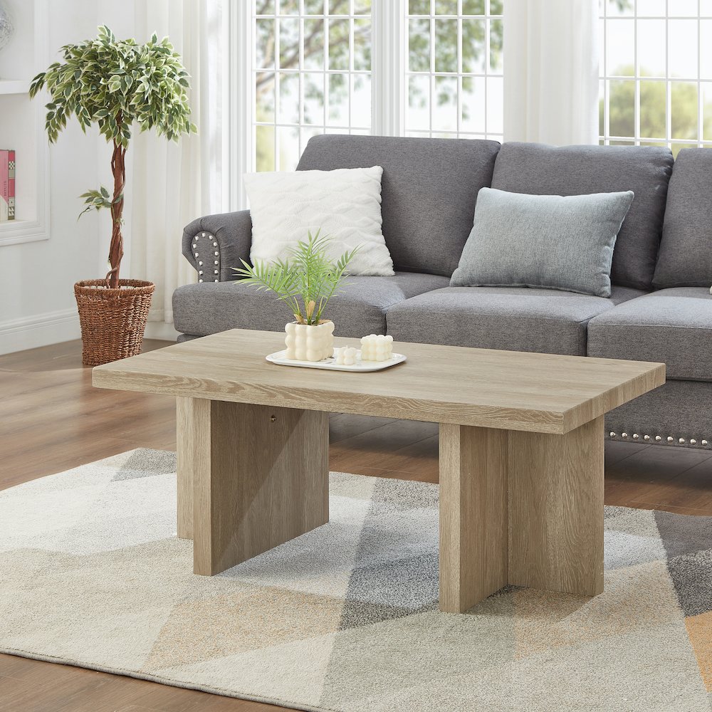 Mchome Contemporary Coffee Table, Oak Finish. Picture 2
