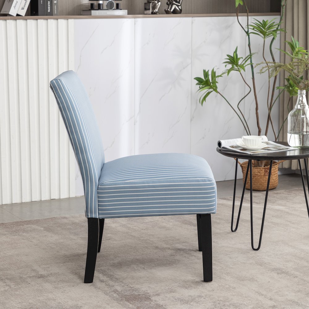 Botticelli Blue Stripe Upholstered Slipper Accent Chair. Picture 6