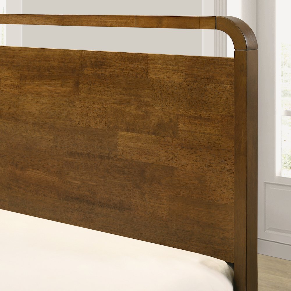 Eldren Wood Platform Bed in Walnut Finish, Queen. Picture 5