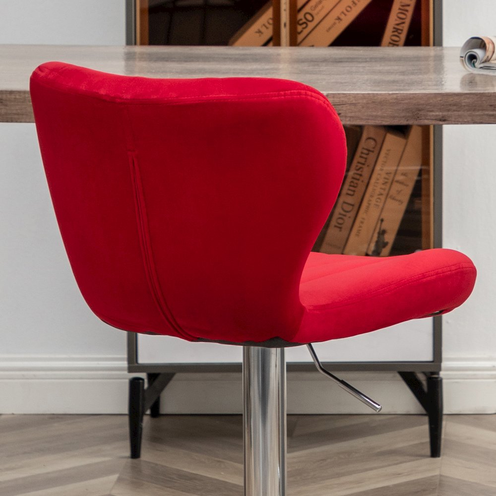 Ellston Upholstered Adjustable Swivel Barstools in Red, Set of 2. Picture 12
